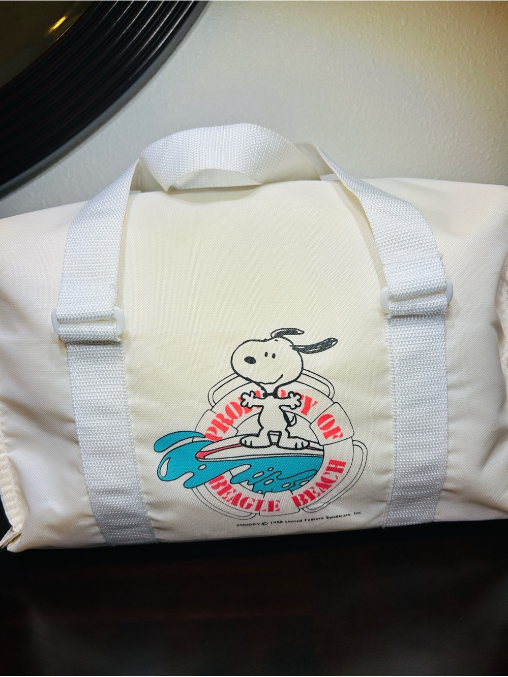 1958 Vintage Snoopy Peanuts “Property of Beagle Beach" insulated soft cooler